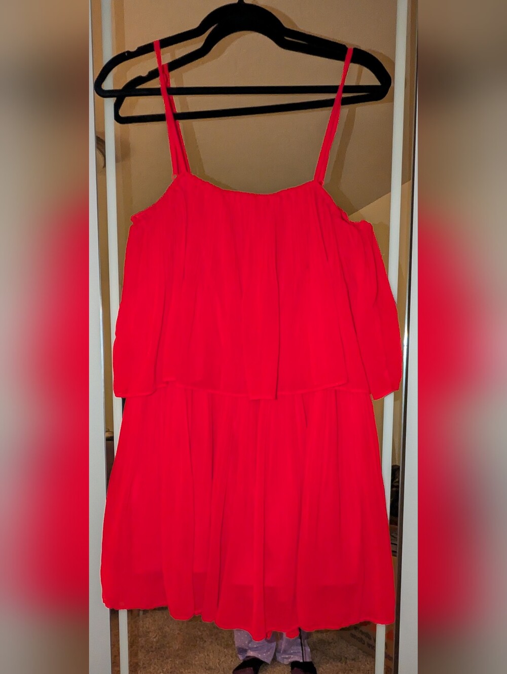 Red Layered Spaghetti-Strap - Brand Unknown